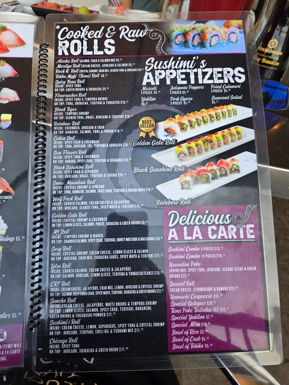 Sushimi's меню
