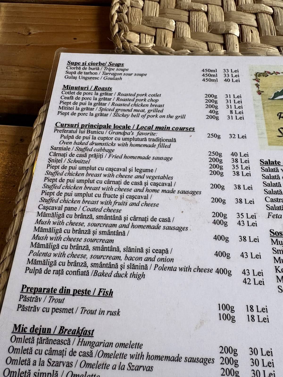 Restaurant-Szarvas меню