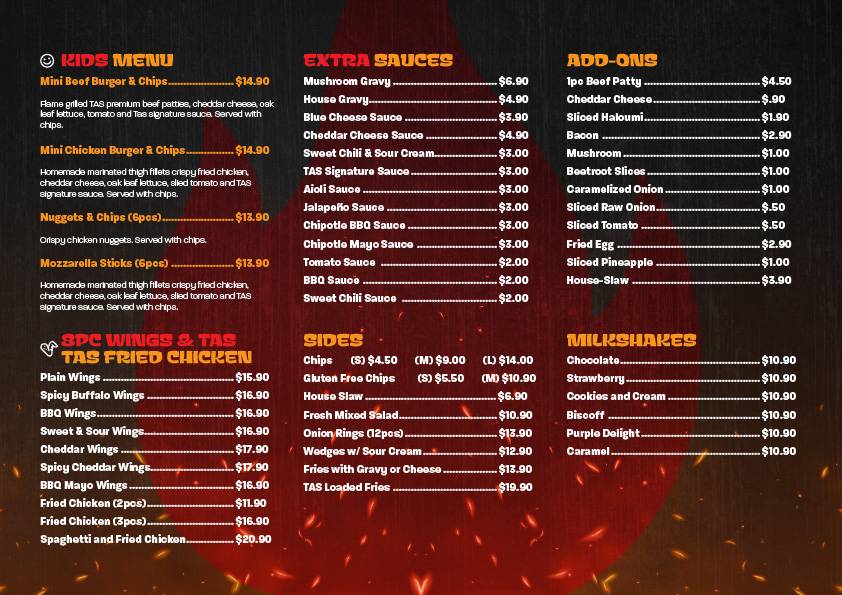 TAS Burgers меню