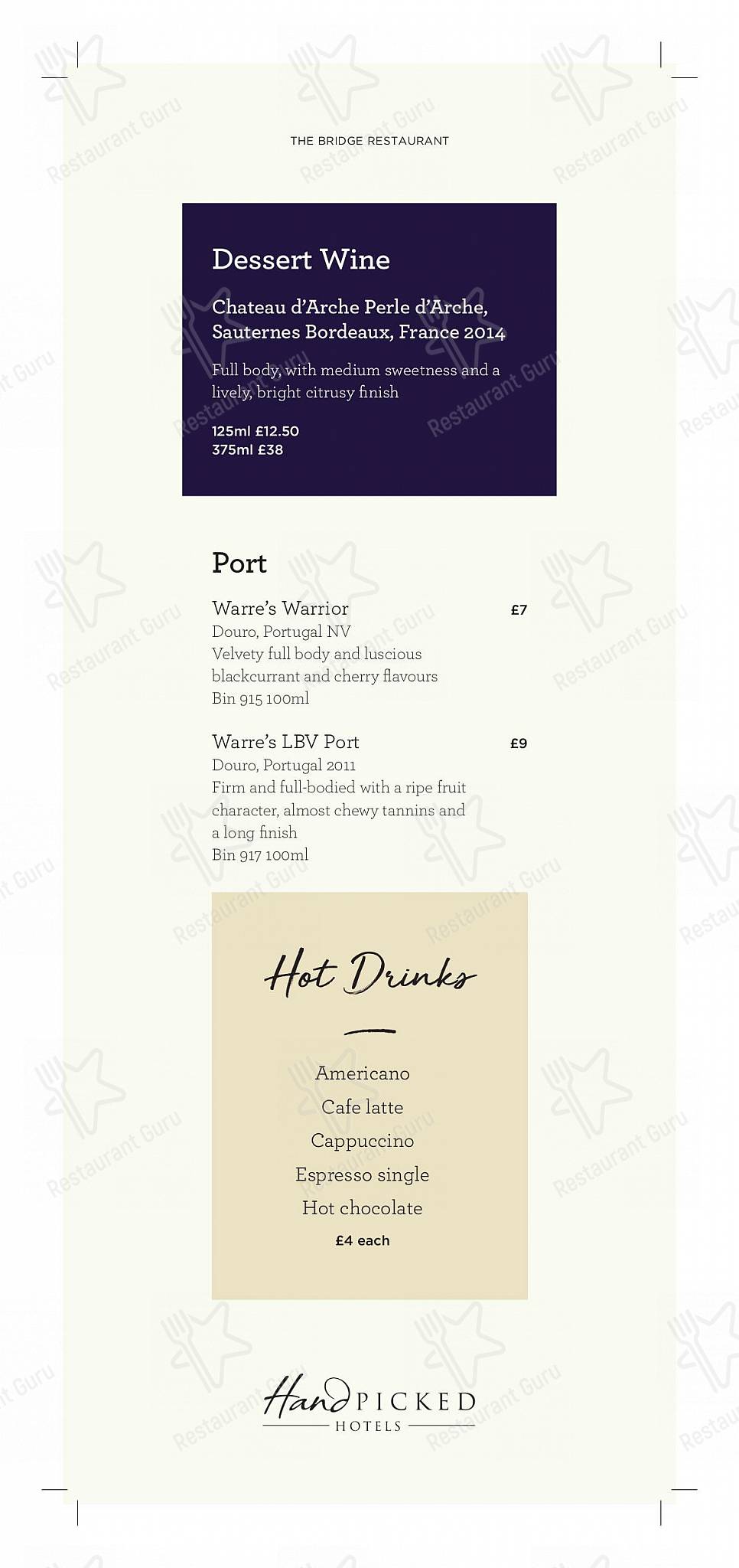 Меню ресторана The Bridge Restaurant - Крафт меню