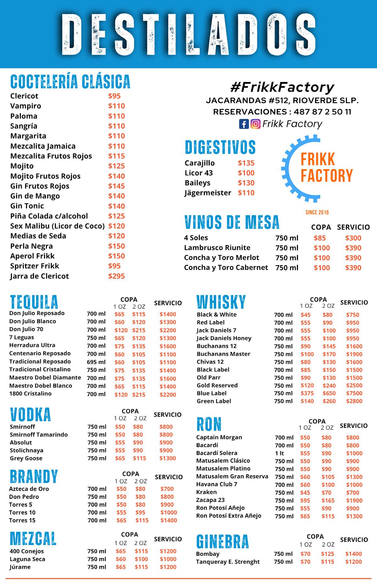Frikk Factory меню