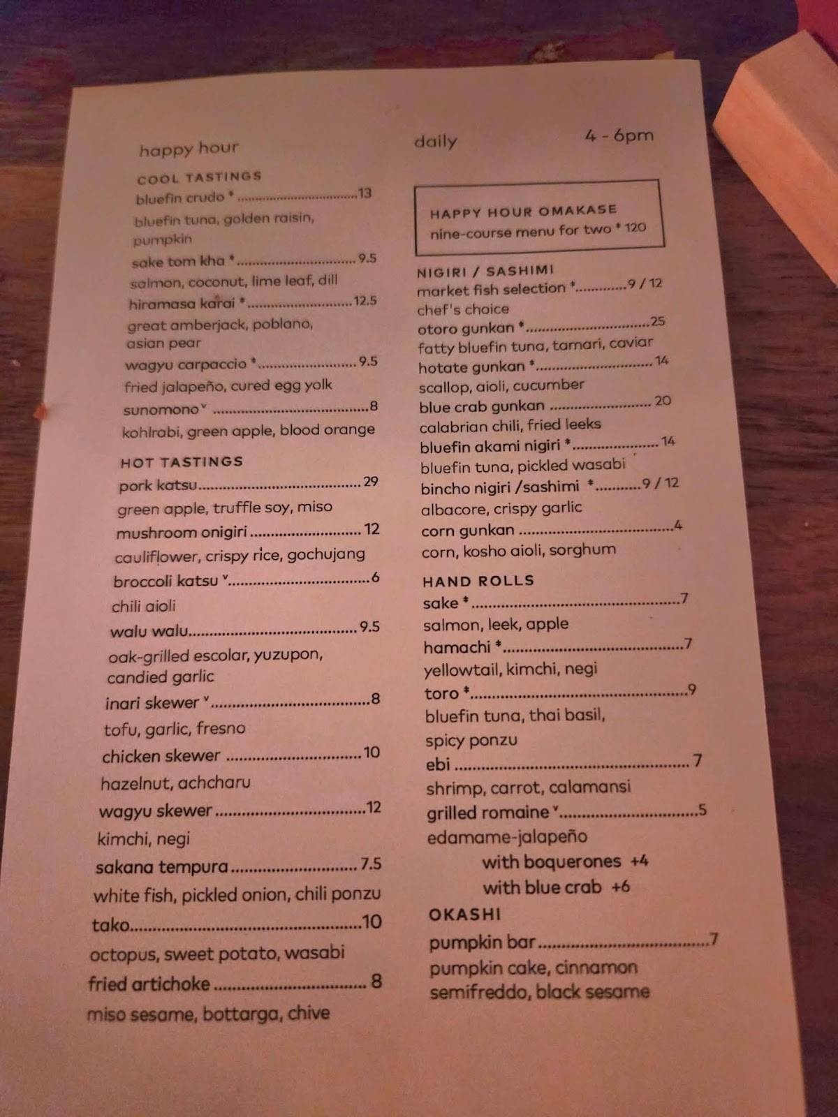 Uchi Austin меню