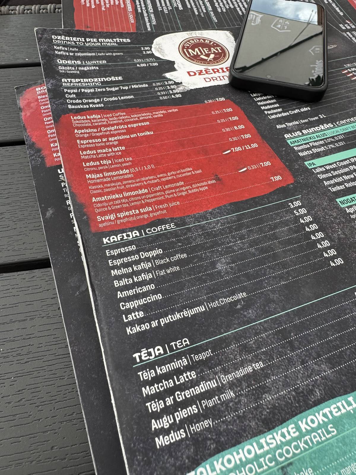 Visdari [M]eat Riga меню