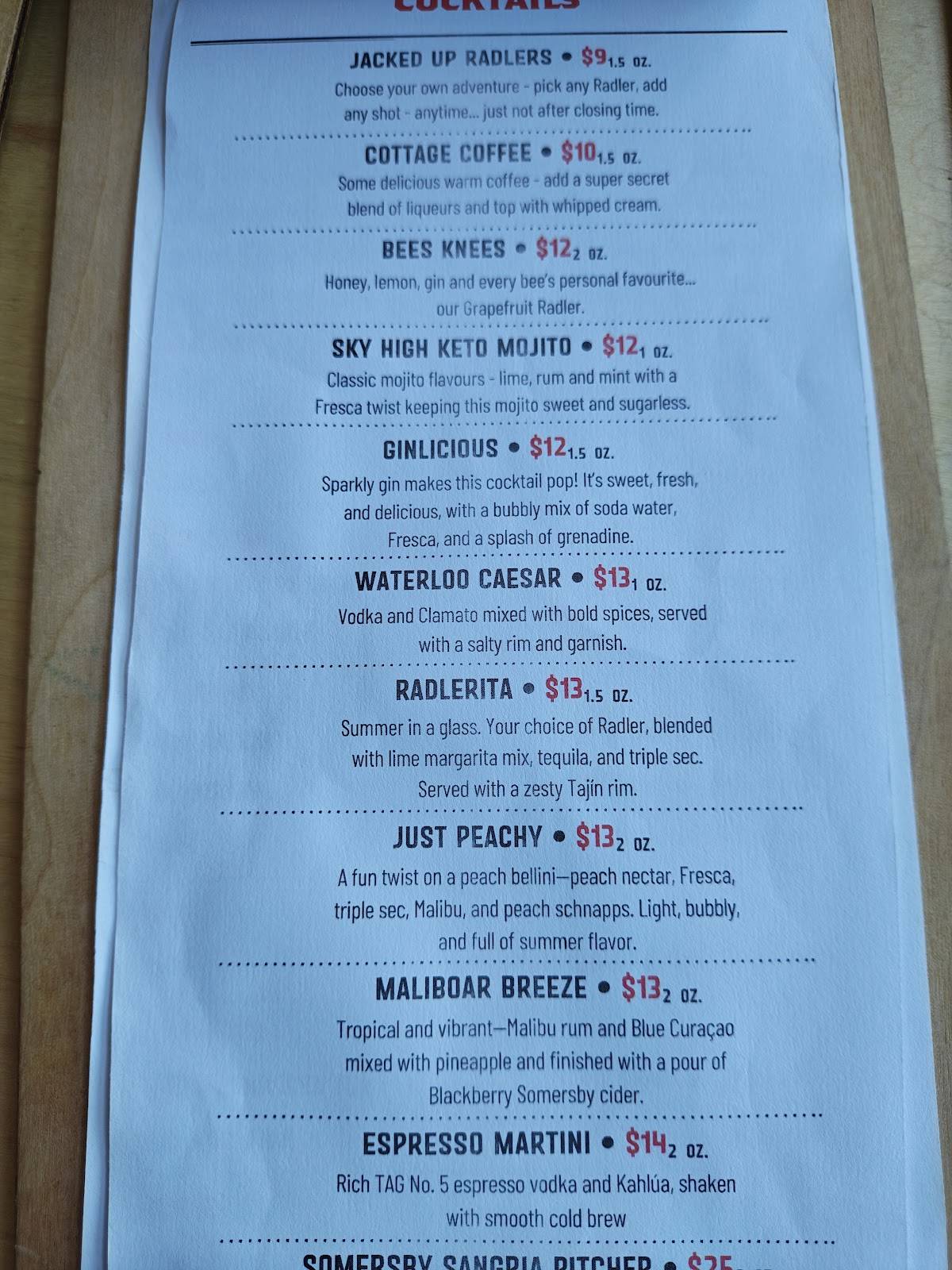 Waterloo Brewing Taphouse меню