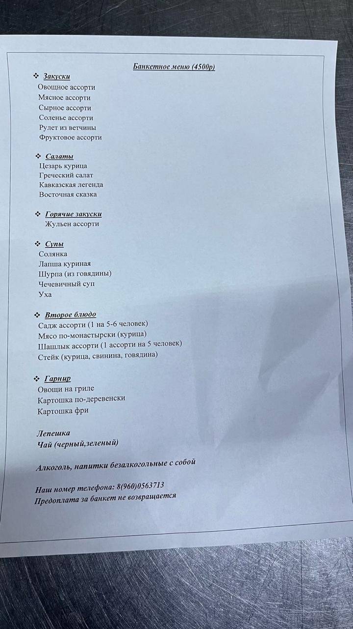Золотой ключ меню