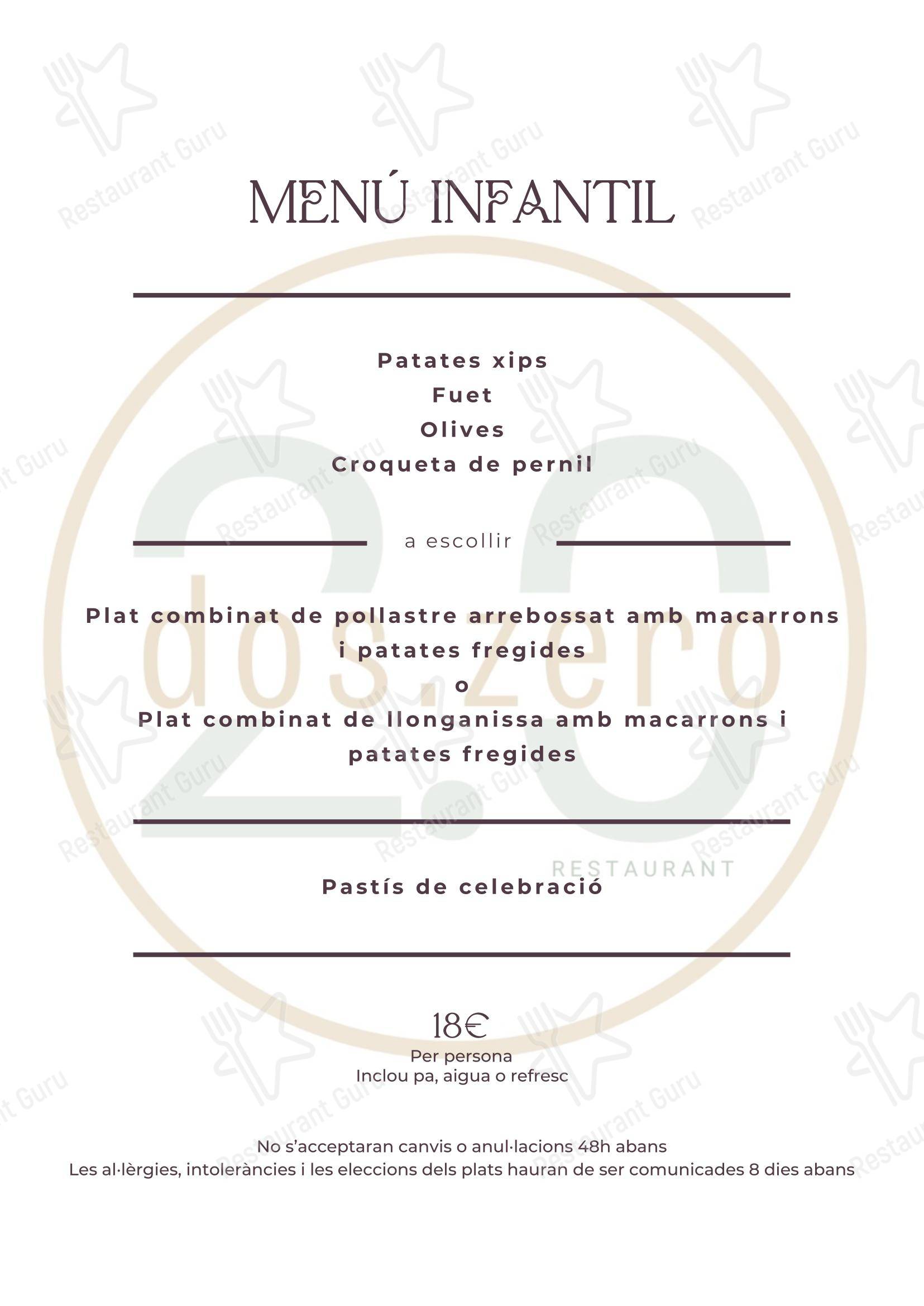 Меню ресторана Restaurant dos.zero в Алио