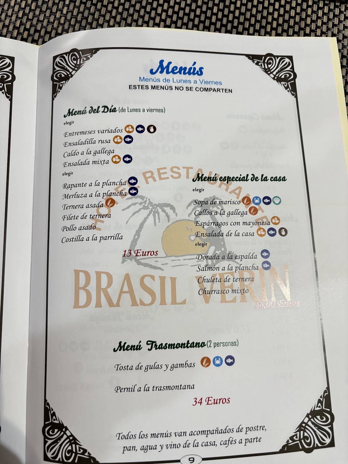 Restaurante Brasil меню
