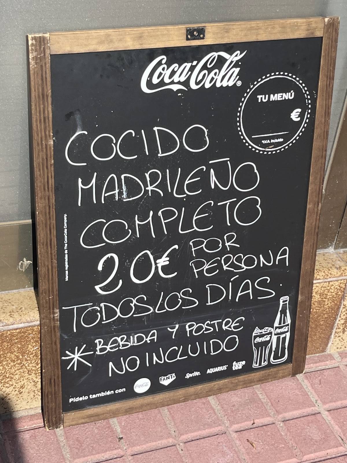 Restaurante El Cocido меню