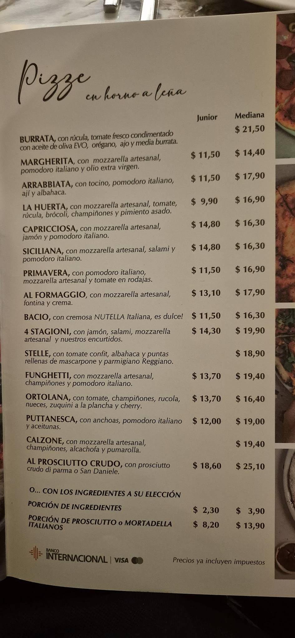 Restaurante Riviera меню