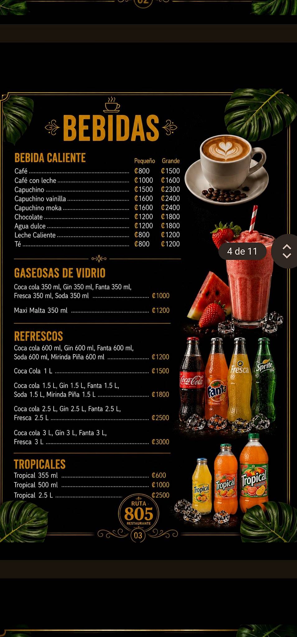 Restaurante Ruta 805 меню
