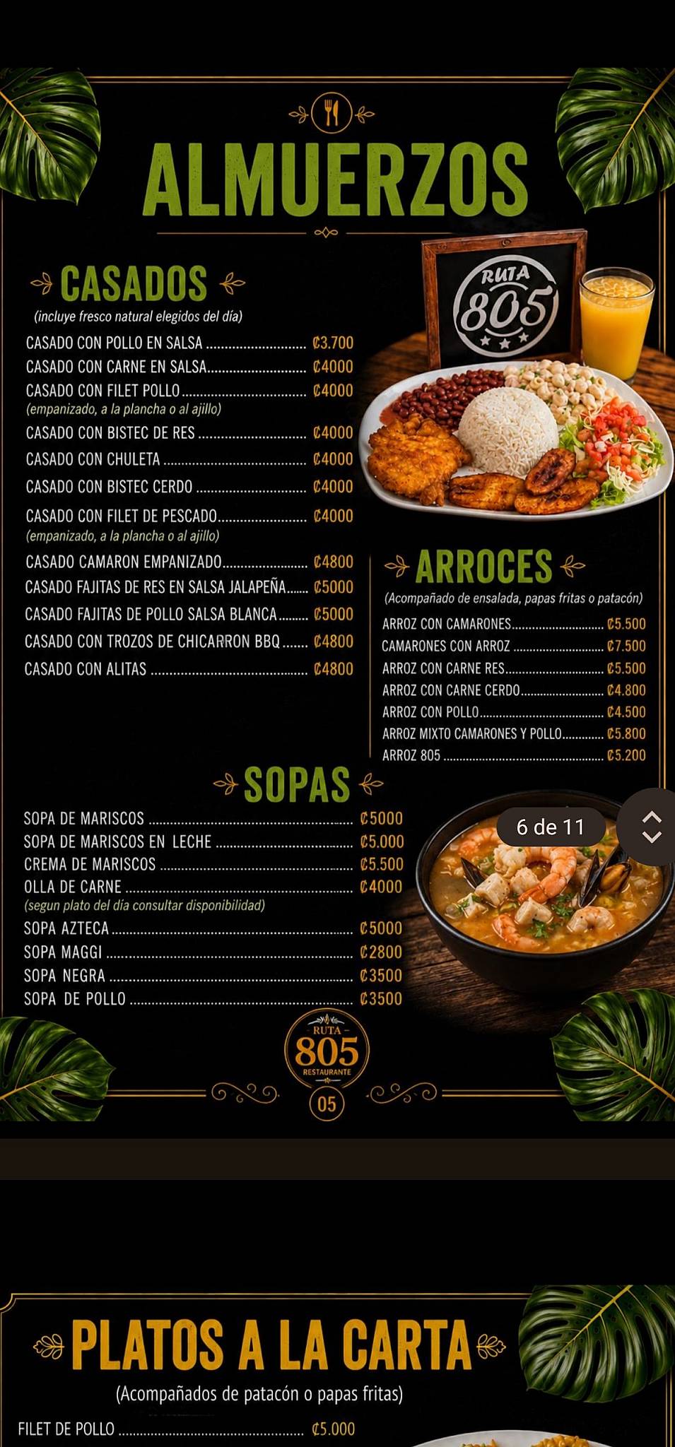 Restaurante Ruta 805 меню