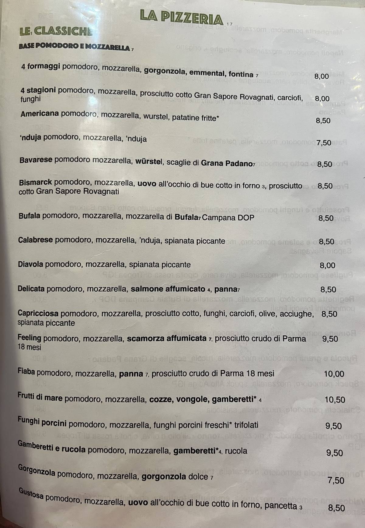 Pizzeria D'Este меню