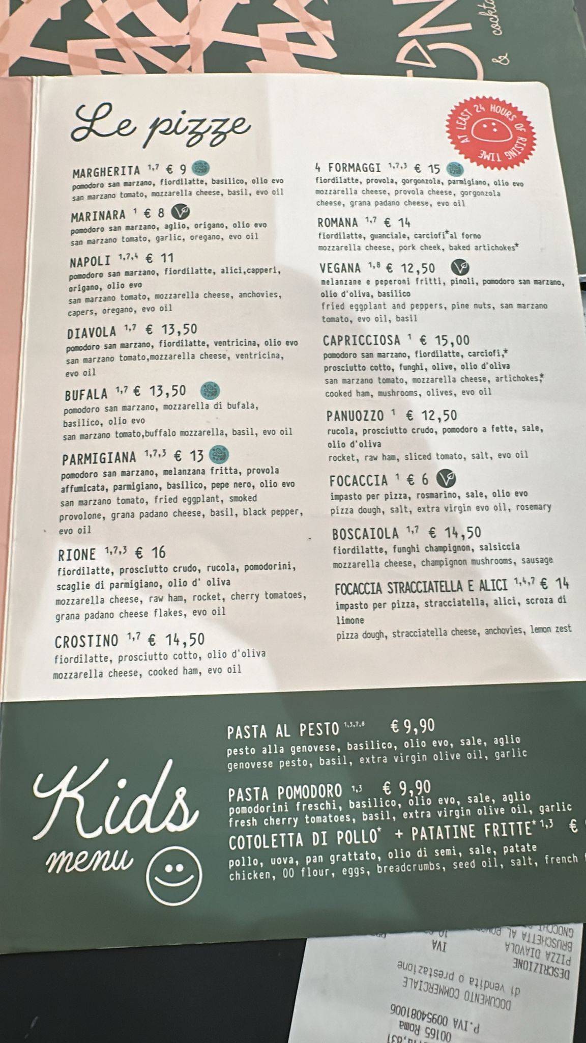 Rione Restaurant Roma меню