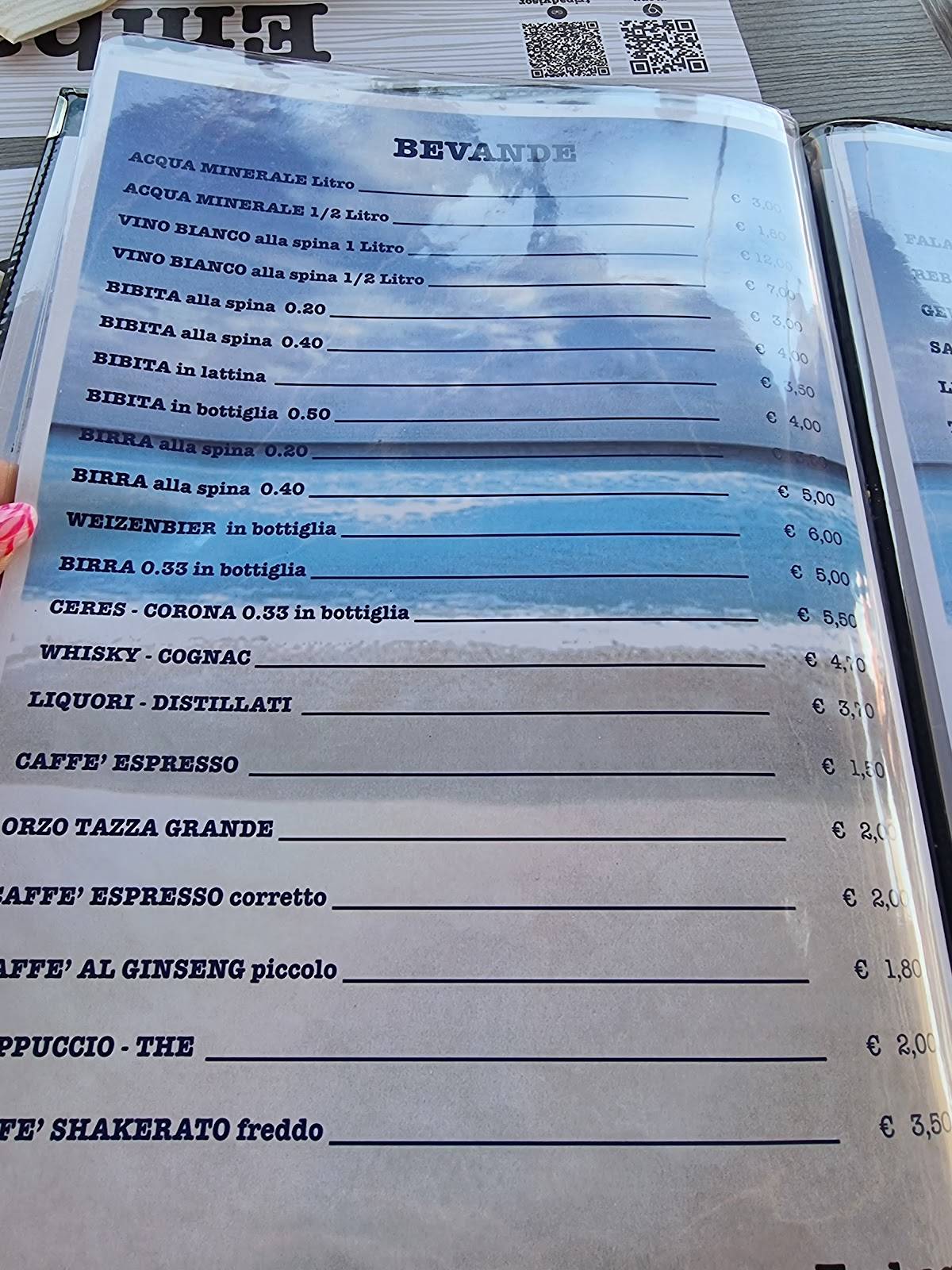 Ristorante Bar Embassy - Riccione Zona Spiaggia меню