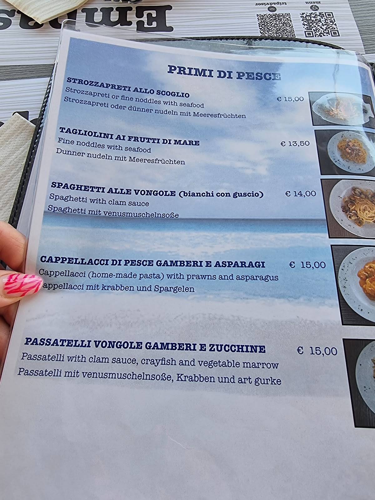 Ristorante Bar Embassy - Riccione Zona Spiaggia меню
