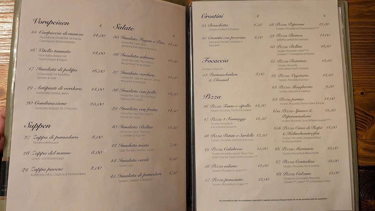 Ristorante Bellini меню