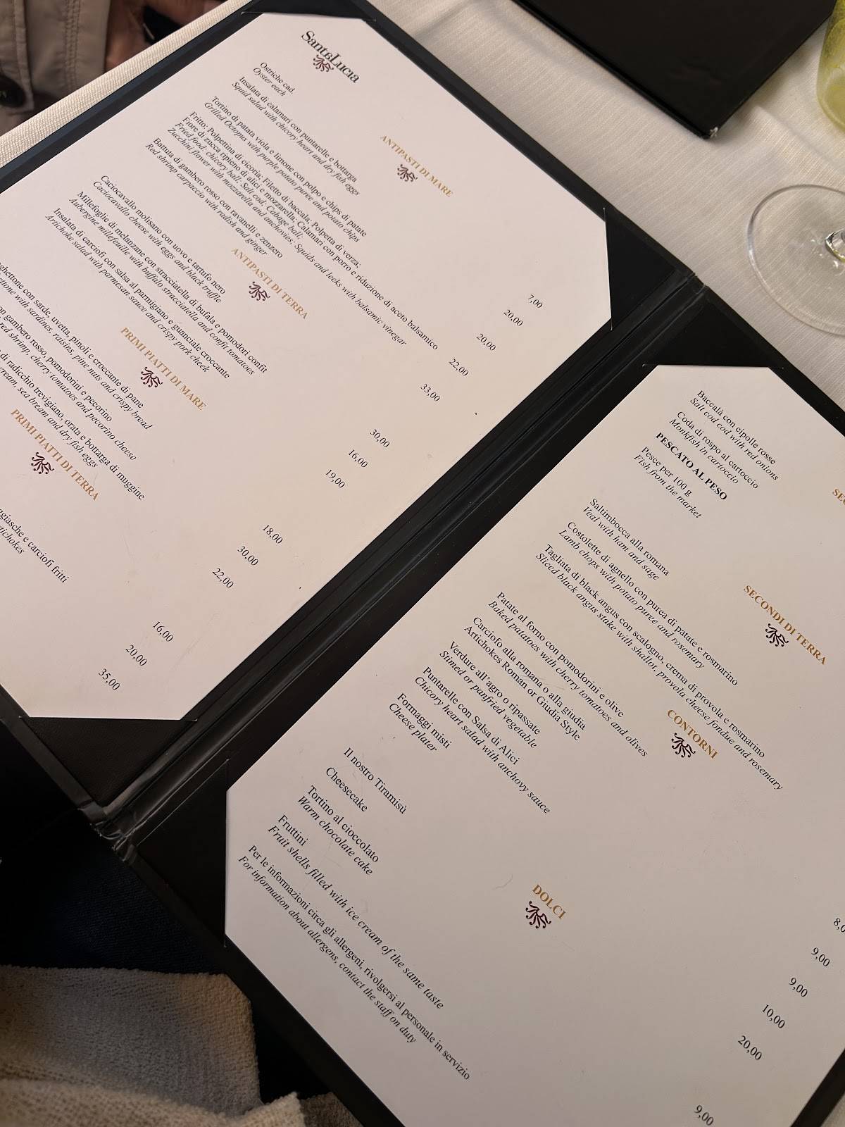 SantaLucia - Ristorante & Cocktail Bar меню