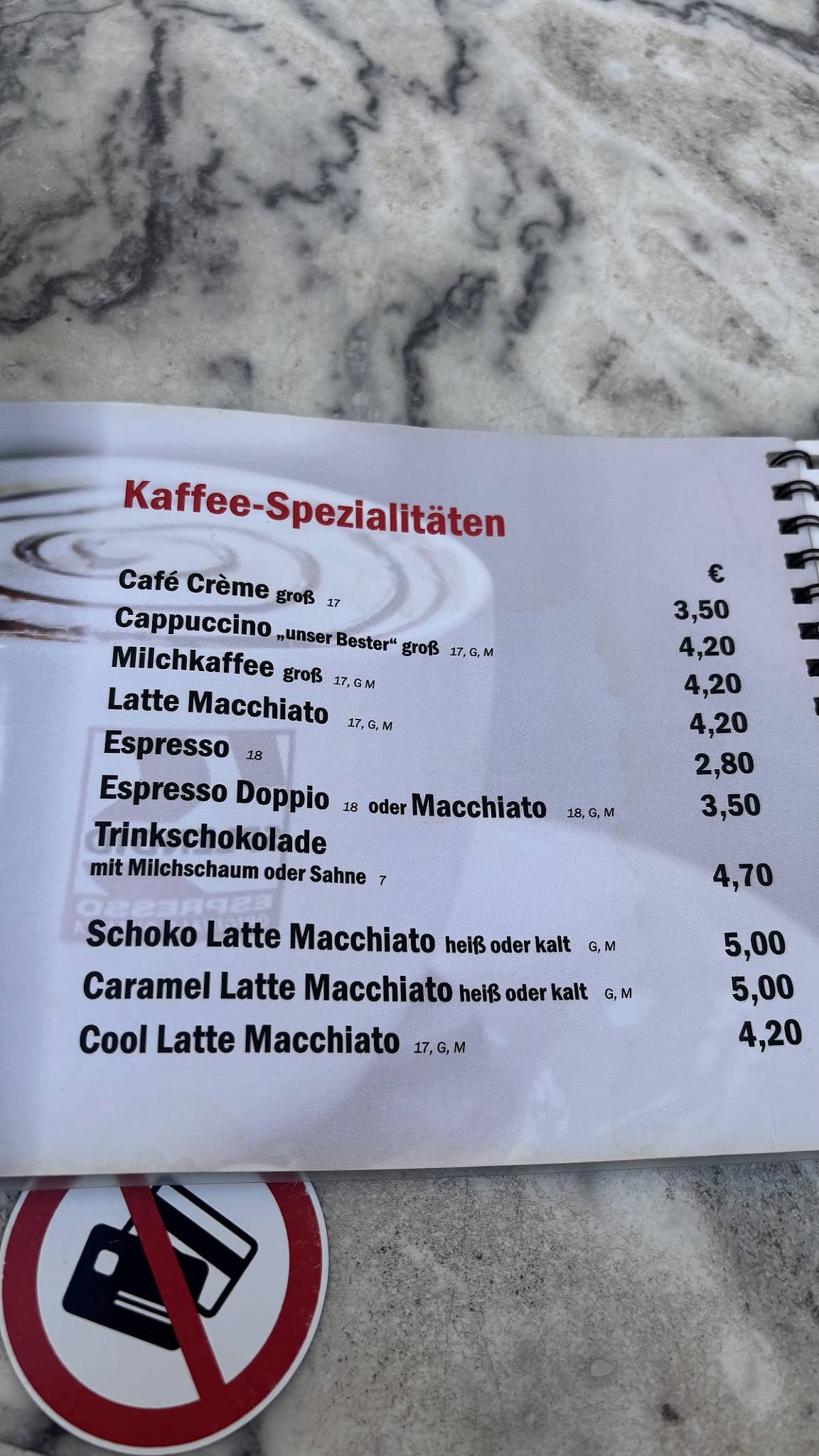 Rita's Café-Bar Arkade меню