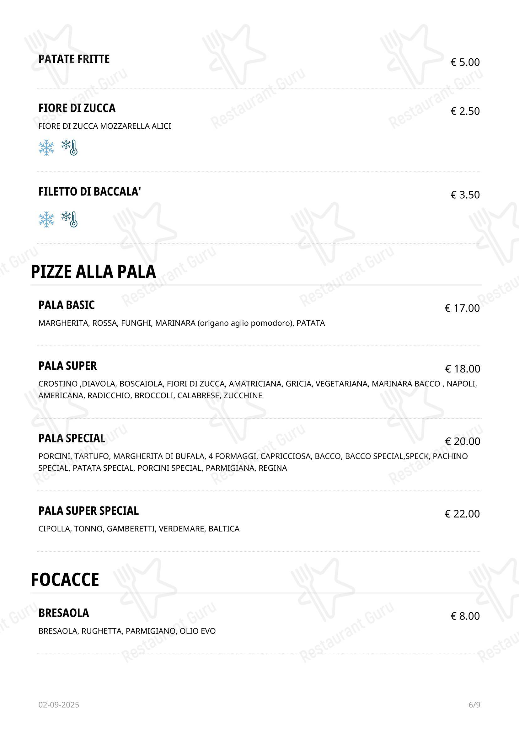 Roma в Риме - Меню