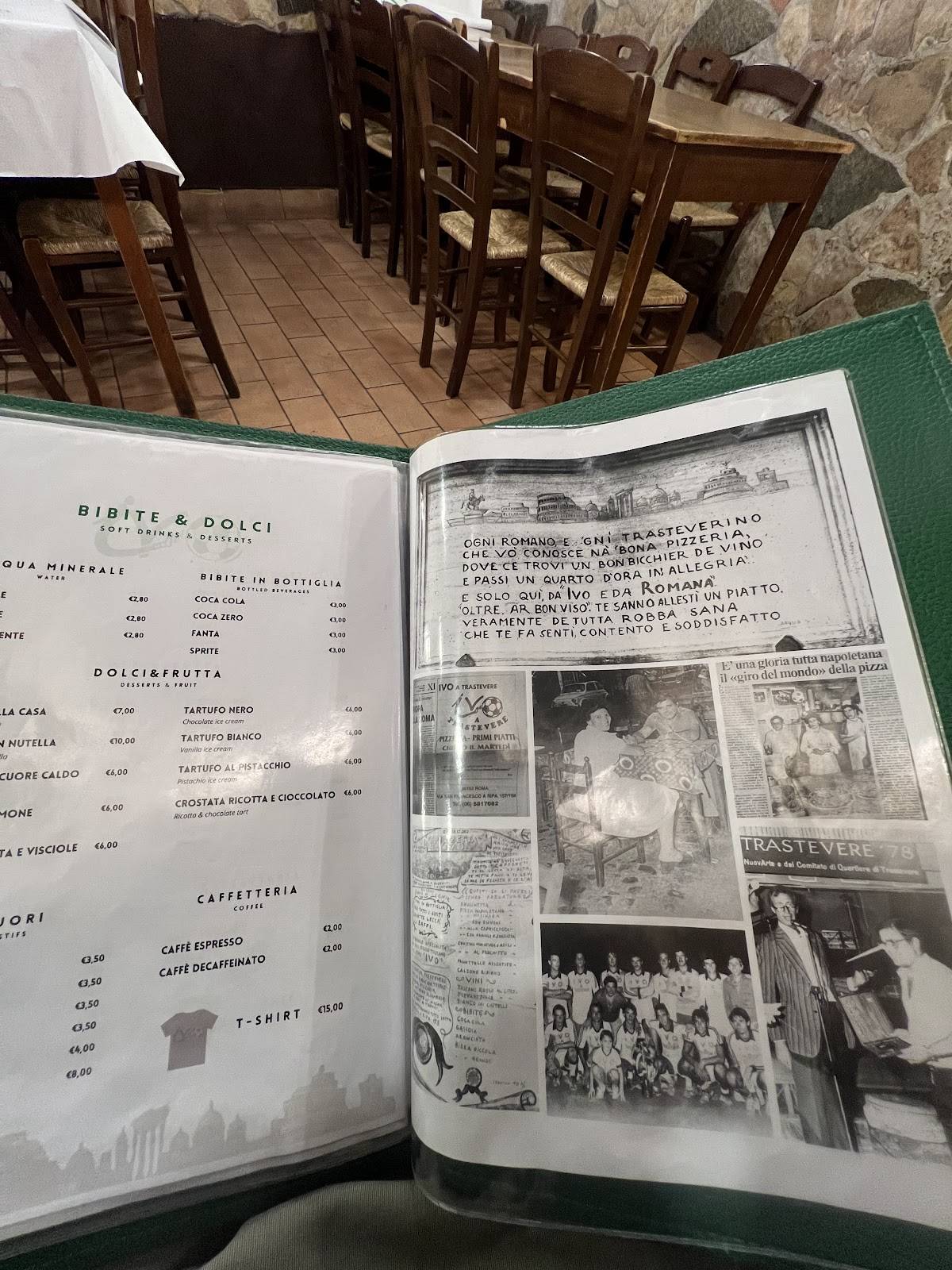 Ivo a Trastevere меню