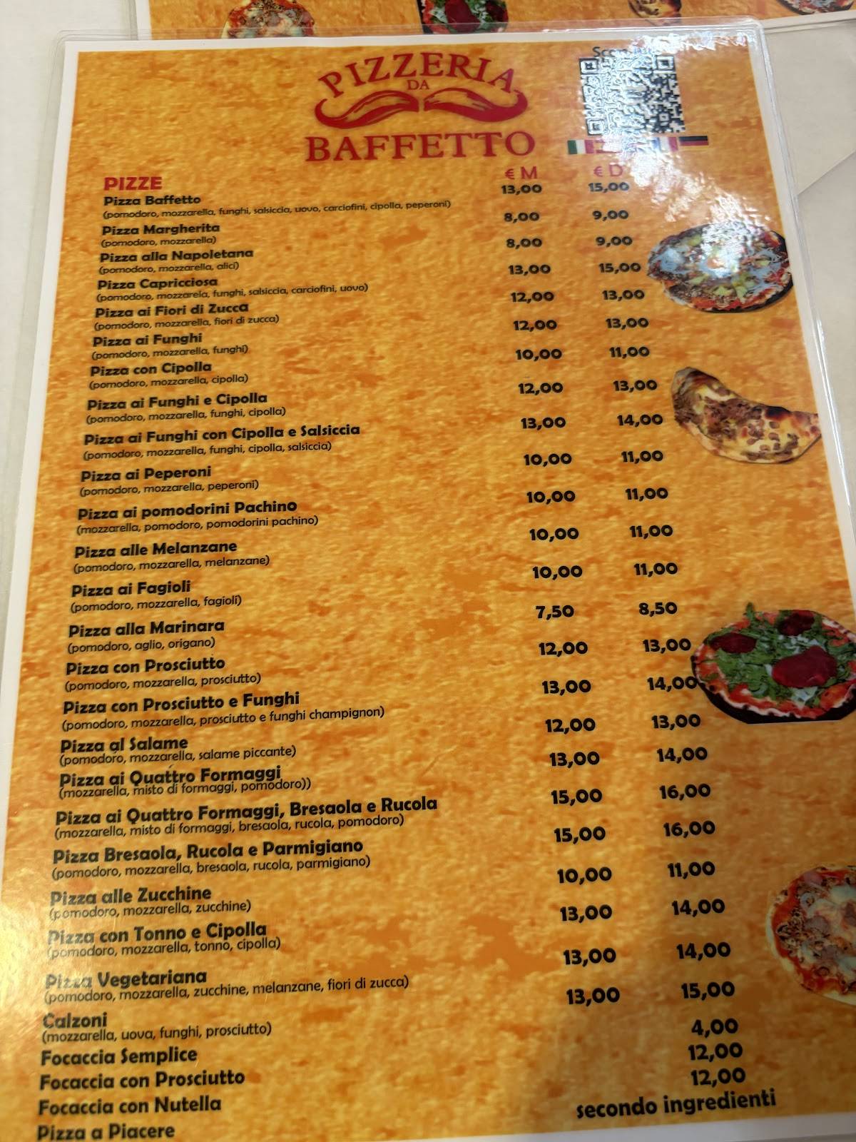 Pizzeria da Baffetto меню