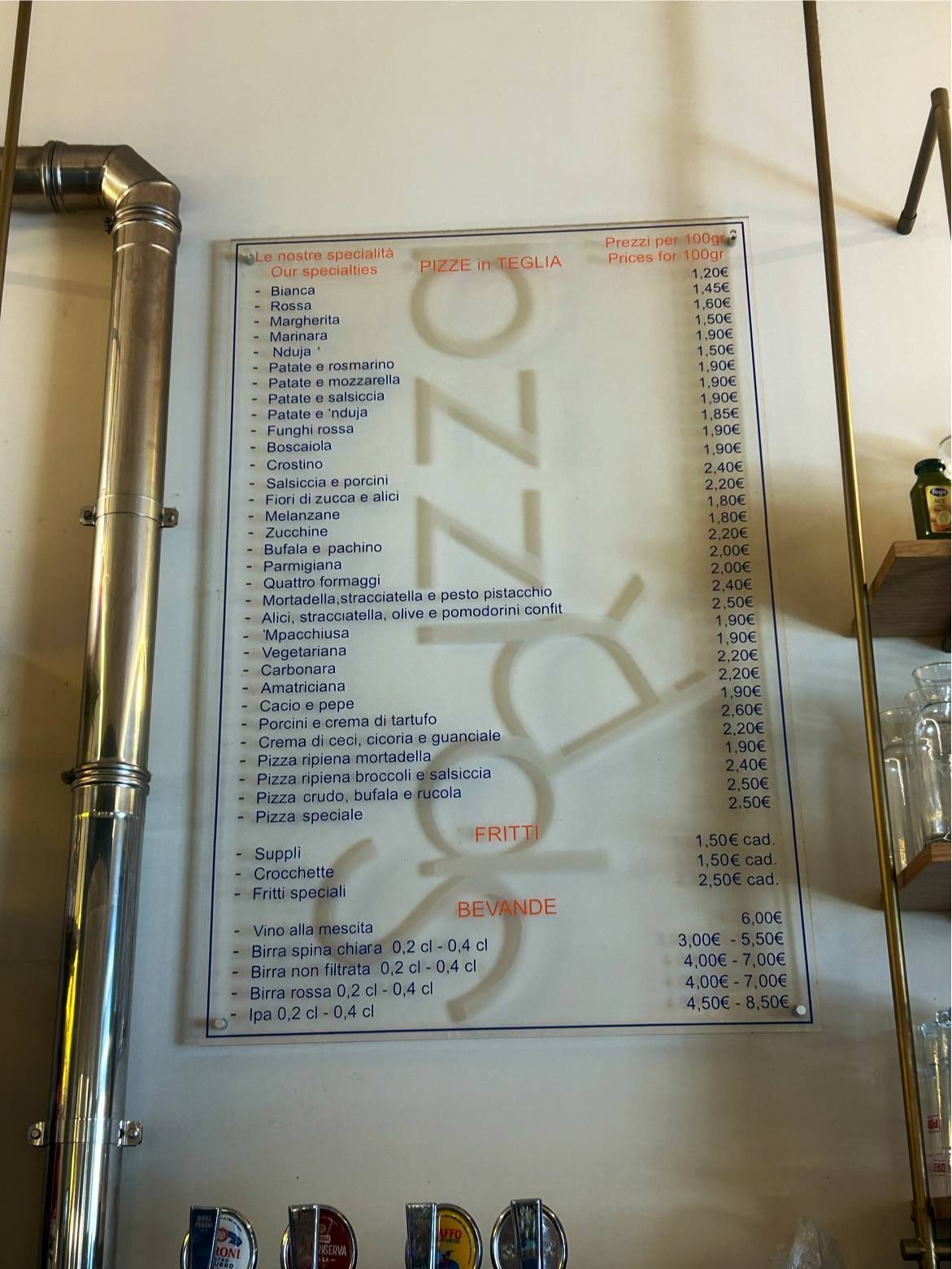 Sprizza меню