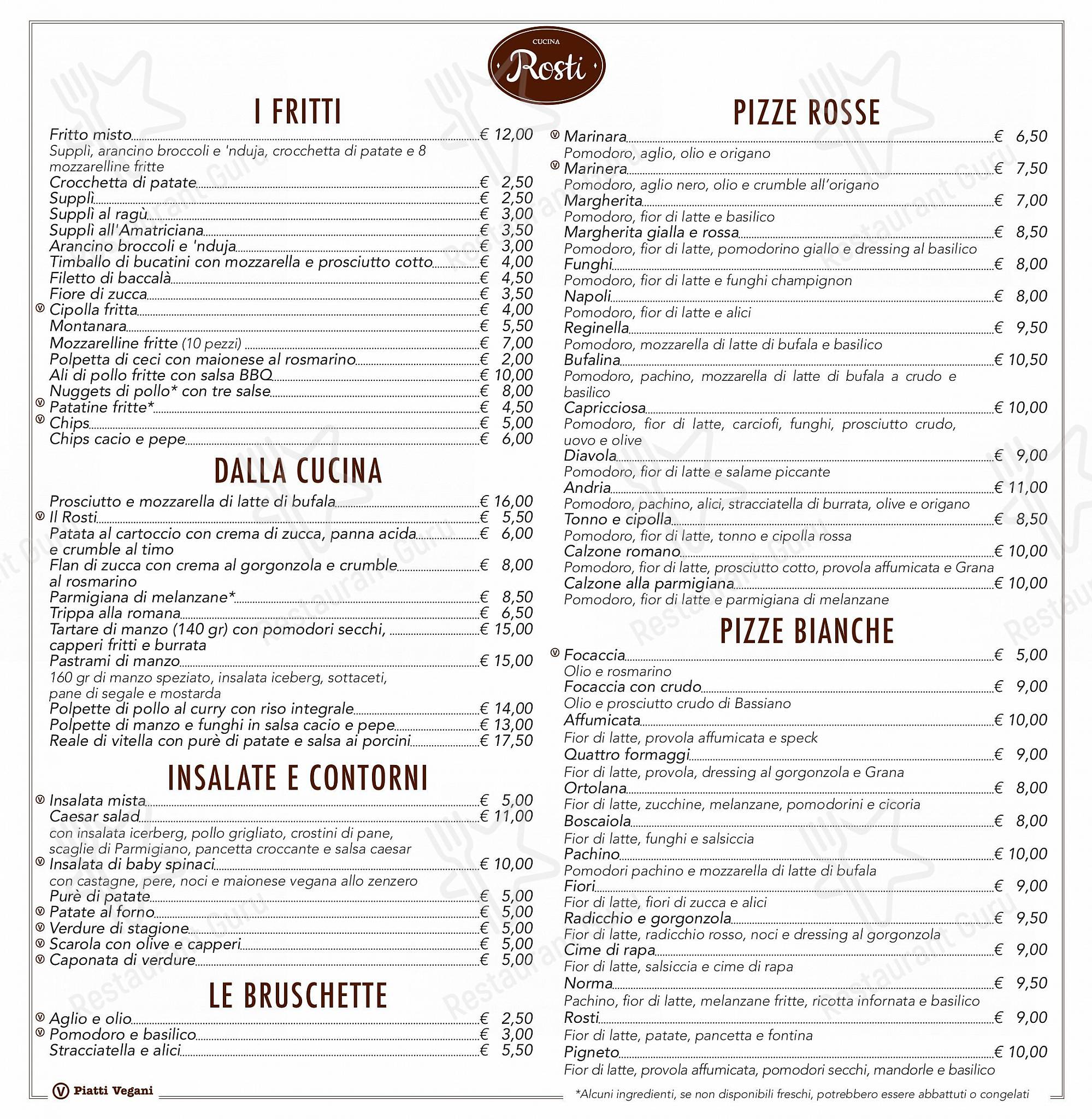 Rosti al Pigneto в Риме - Takeaway Menu