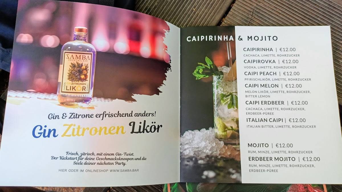 Samba Cocktailbar меню