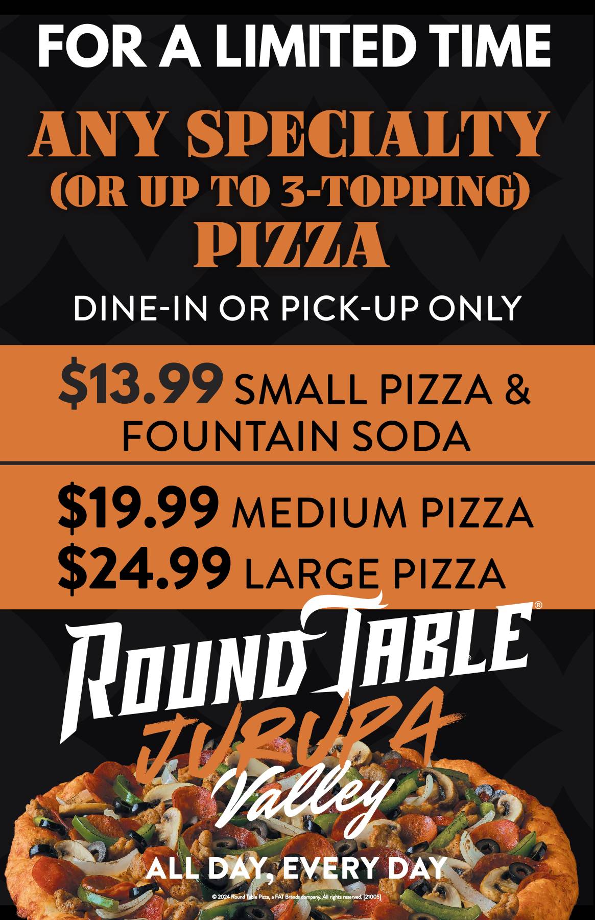 Round Table Pizza Jurupa Valley меню