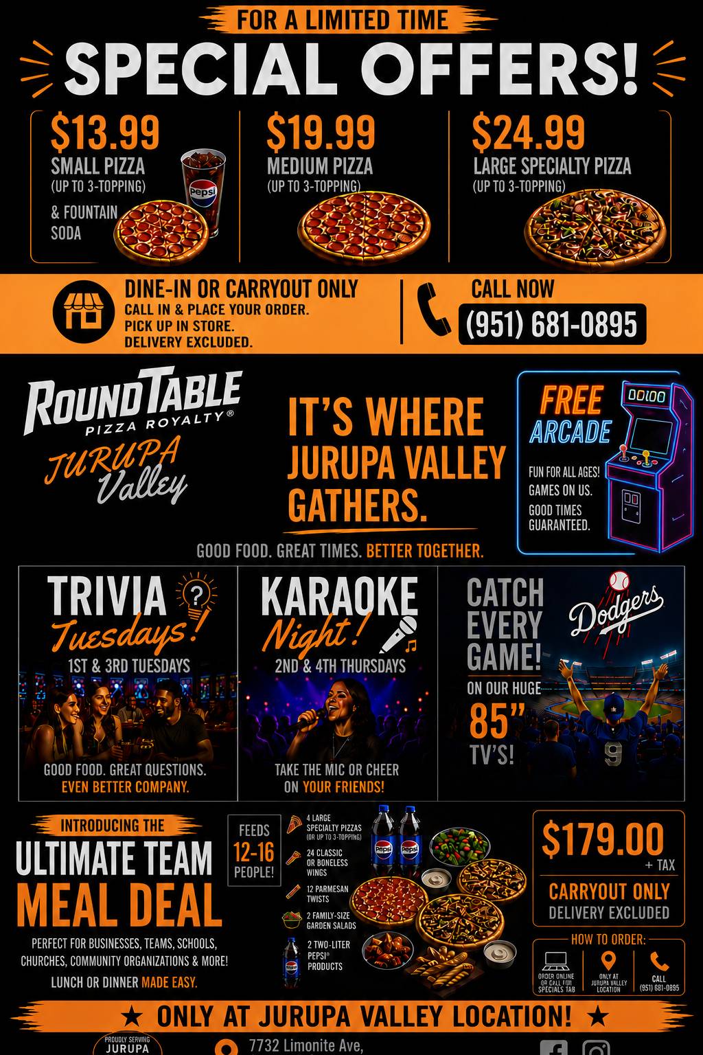 Round Table Pizza Jurupa Valley меню