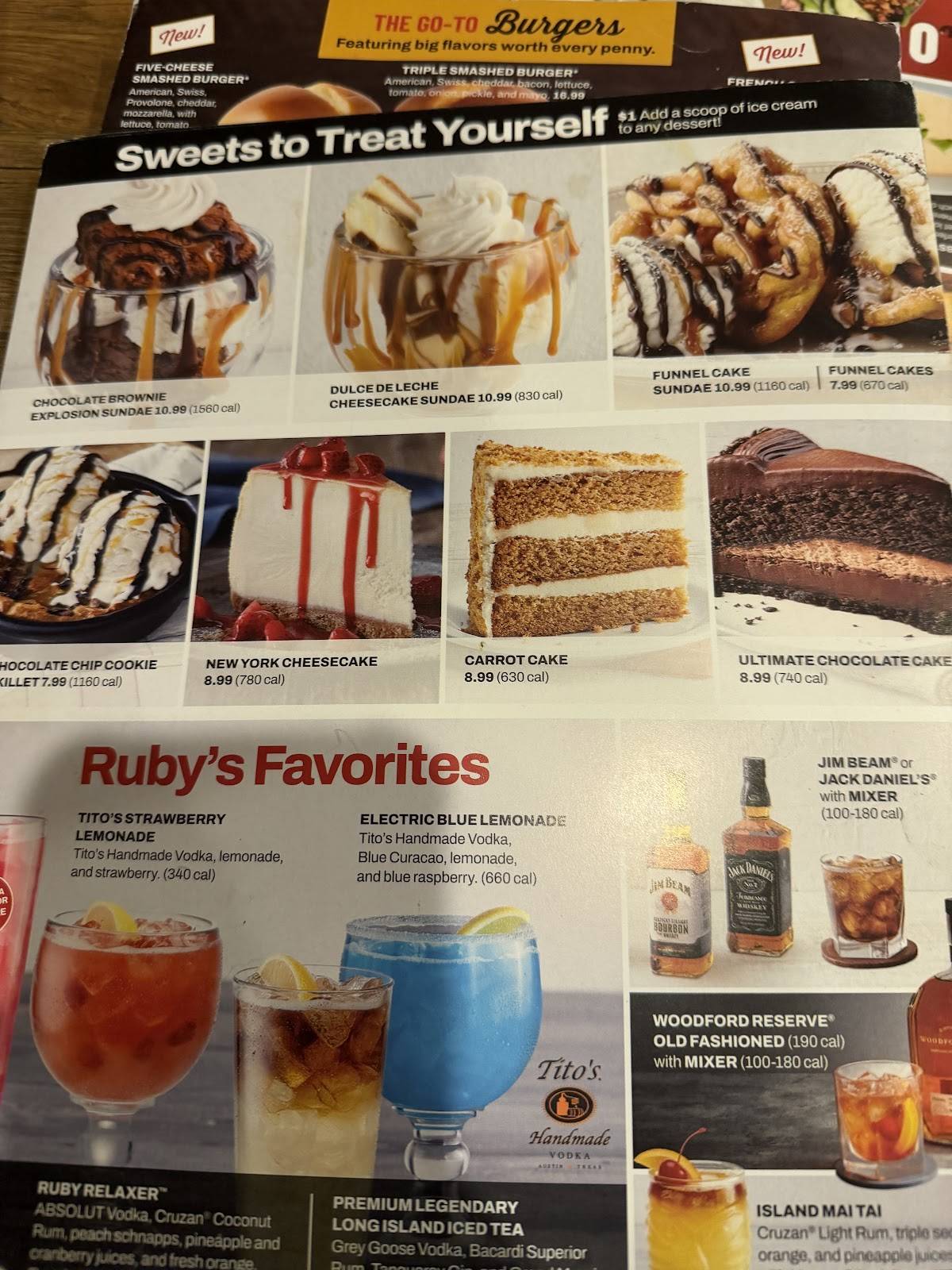 Ruby Tuesday меню