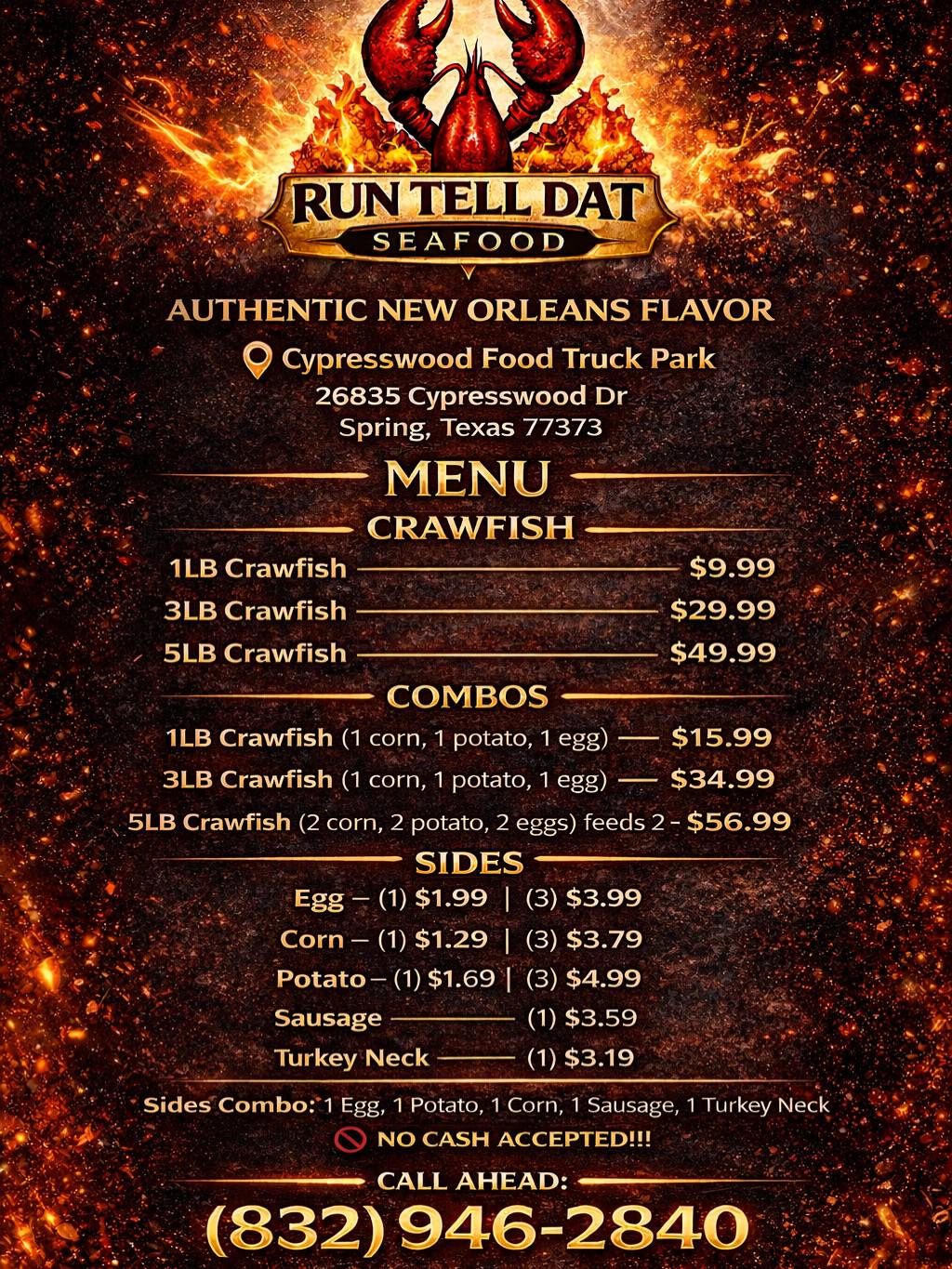 Run Tell Dat Seafood меню