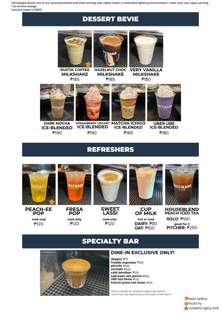 Rustikana Café меню