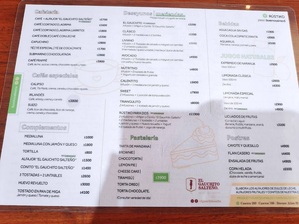El Gauchito Salteño Café меню