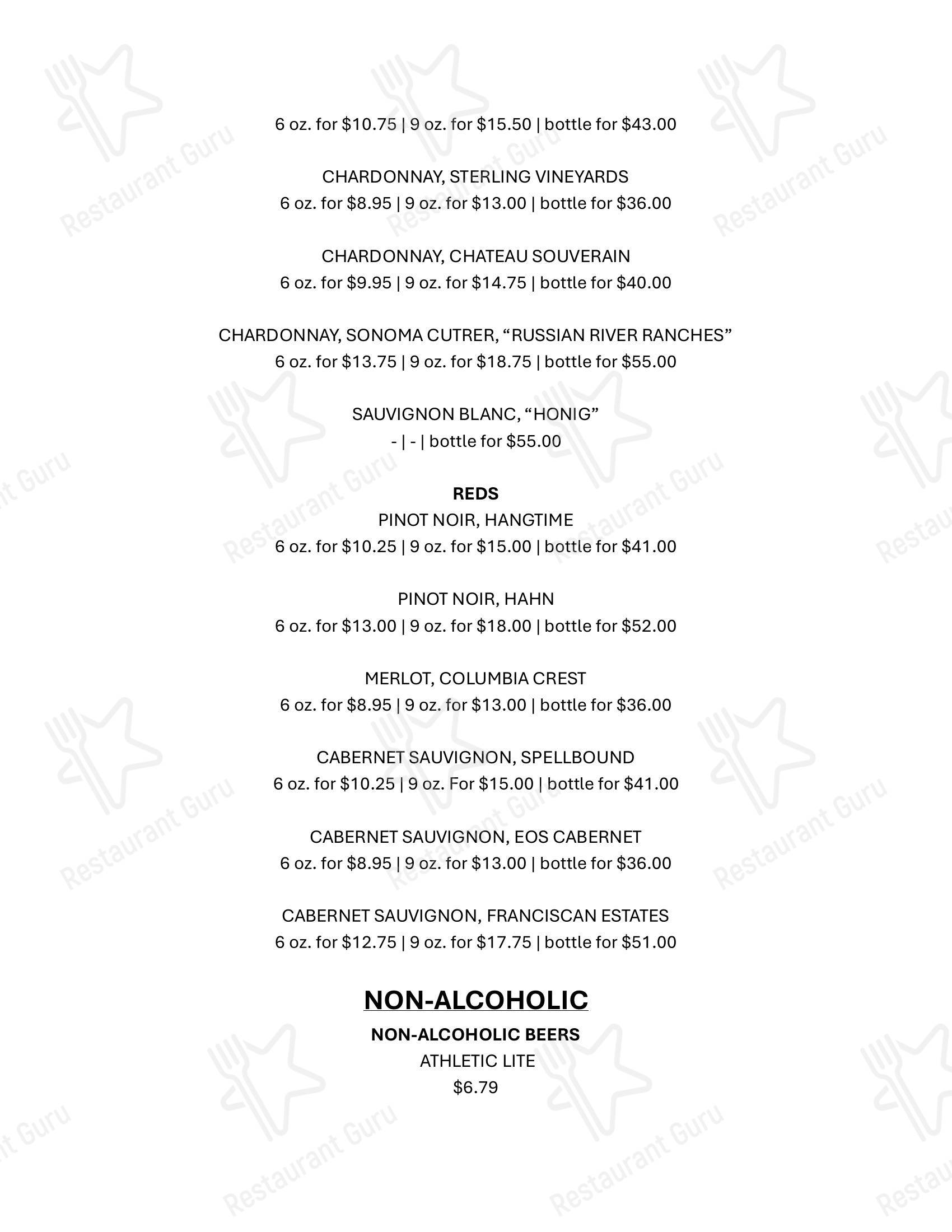 Rusty Bucket Restaurant and Tavern в Нортвилле - Dinner Menu