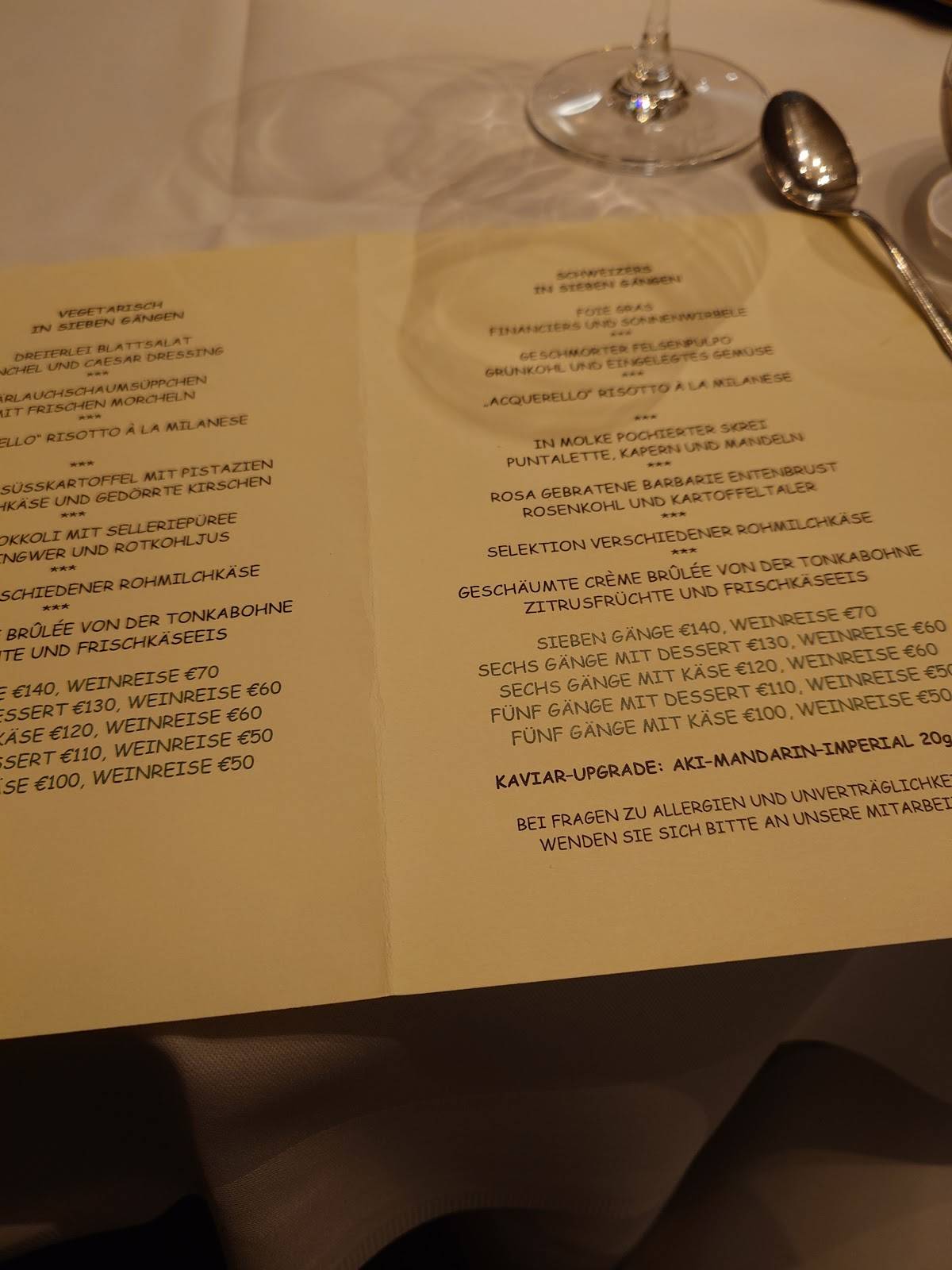 SCHWEIZERS RESTAURANT меню