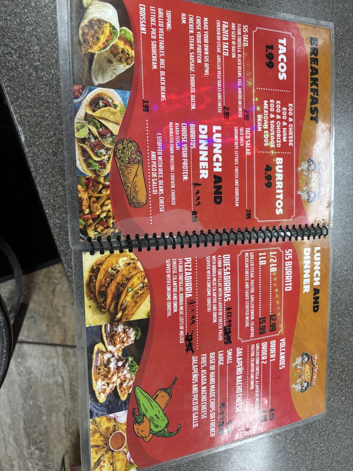 SIS TACOS меню