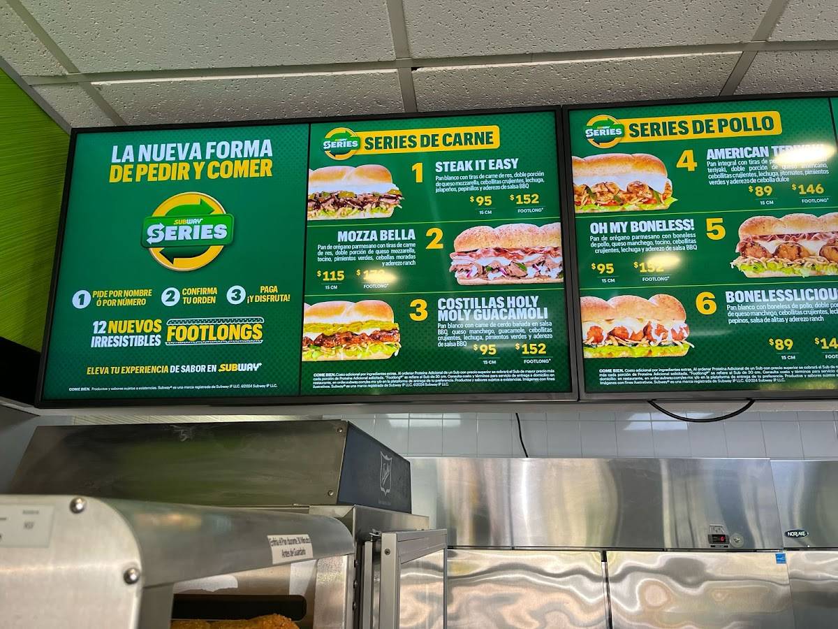 SUBWAY T1 меню