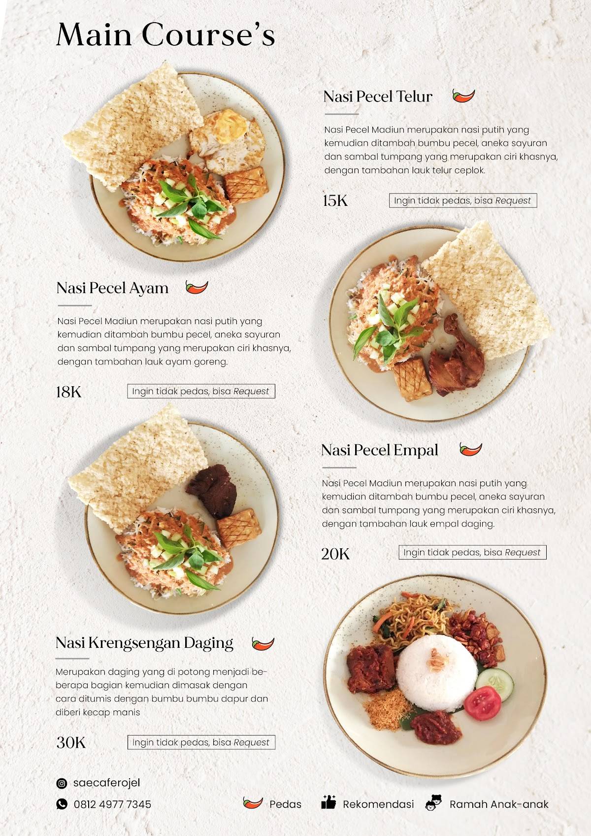 Saé Cafe Rojel меню
