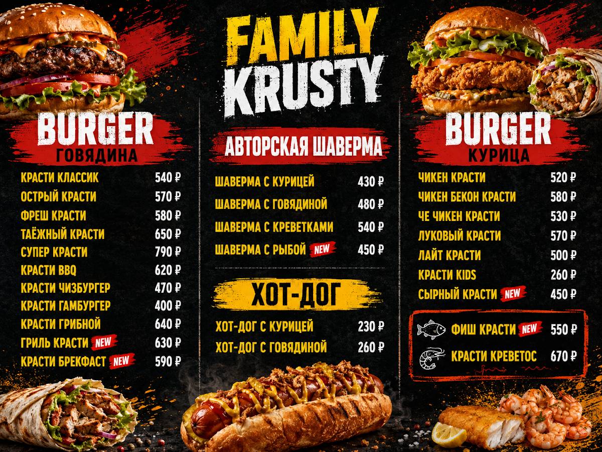 Family Krusty меню