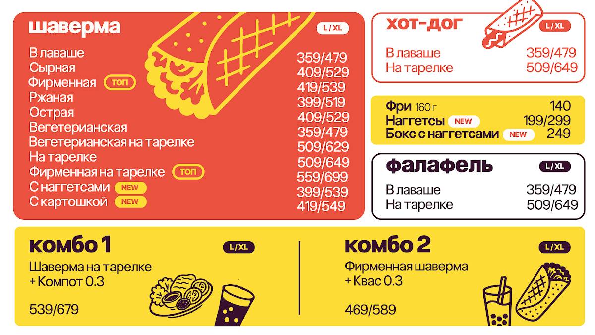 Твоя Шаверма меню