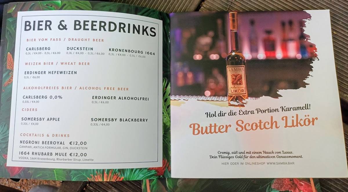 Samba Cocktailbar меню