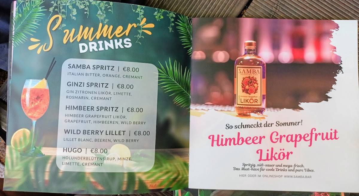 Samba Cocktailbar меню