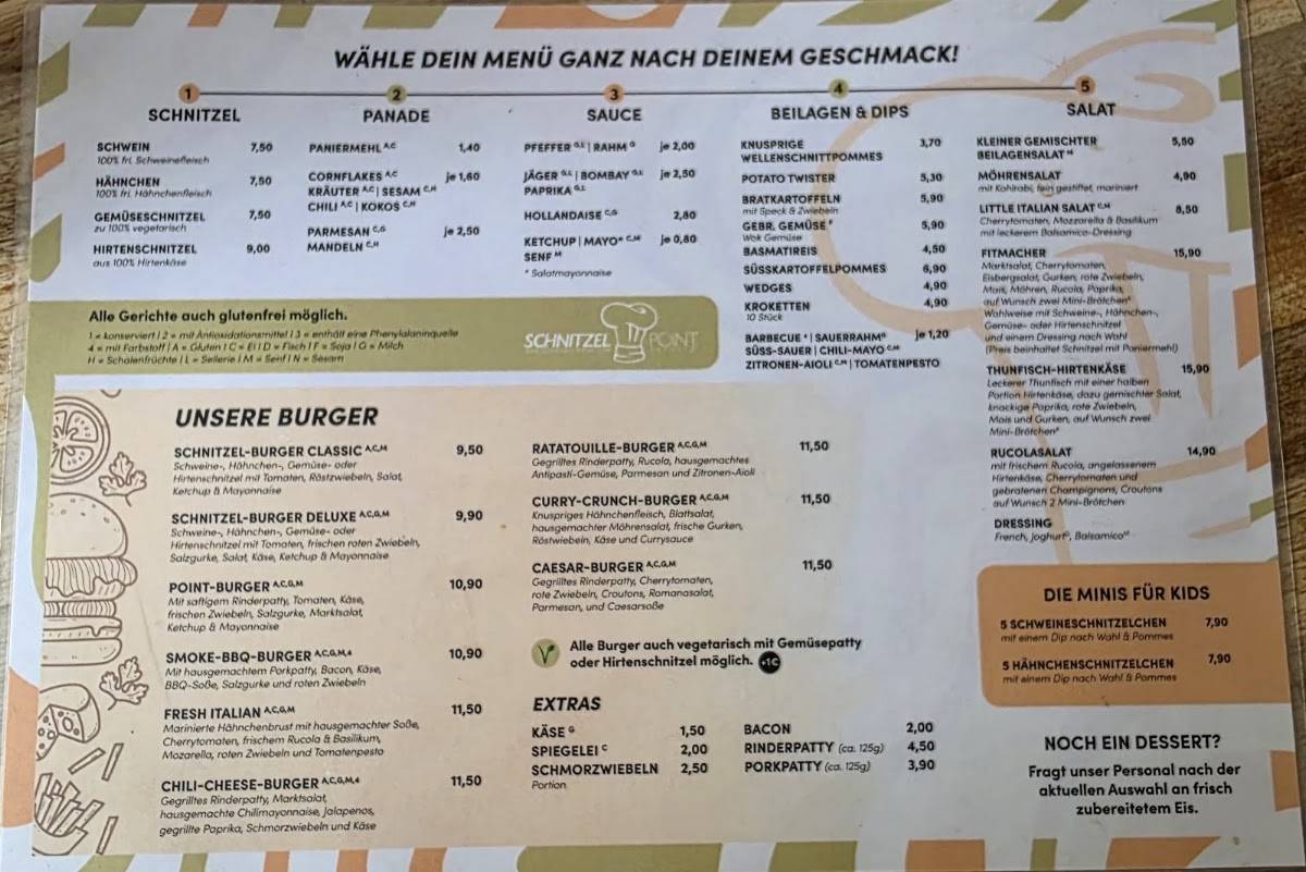 Schnitzel-Point меню