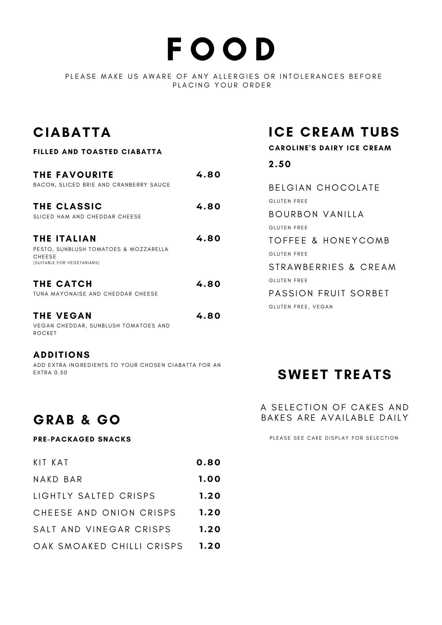 Scuttlebutt Café меню