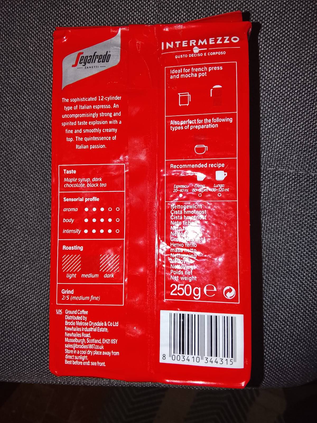 Segafredo меню