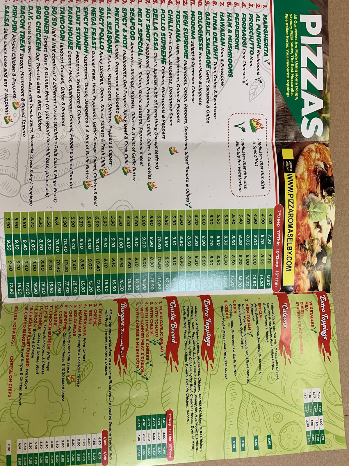 Pizza Roma меню