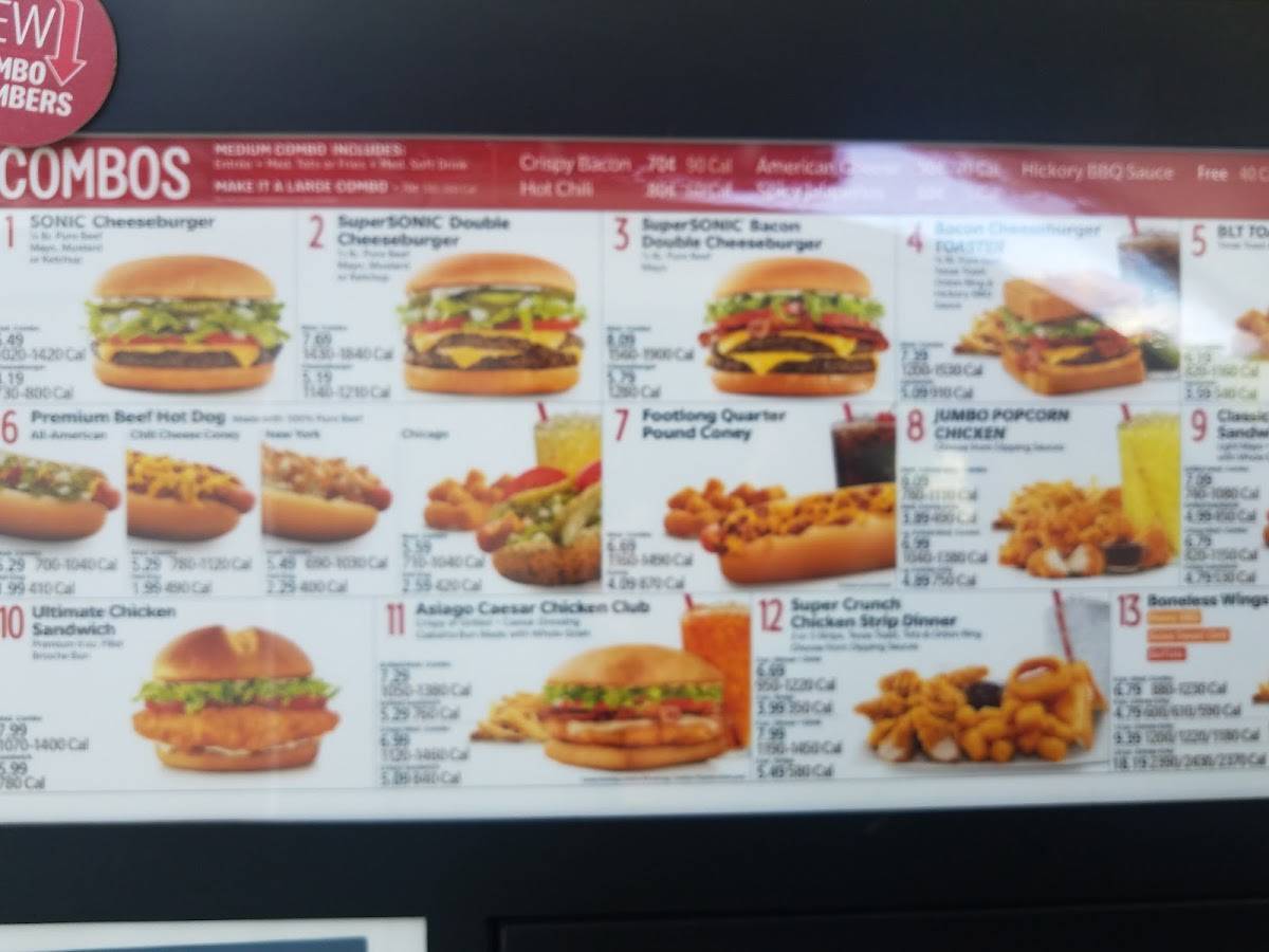 Sonic Drive-In меню
