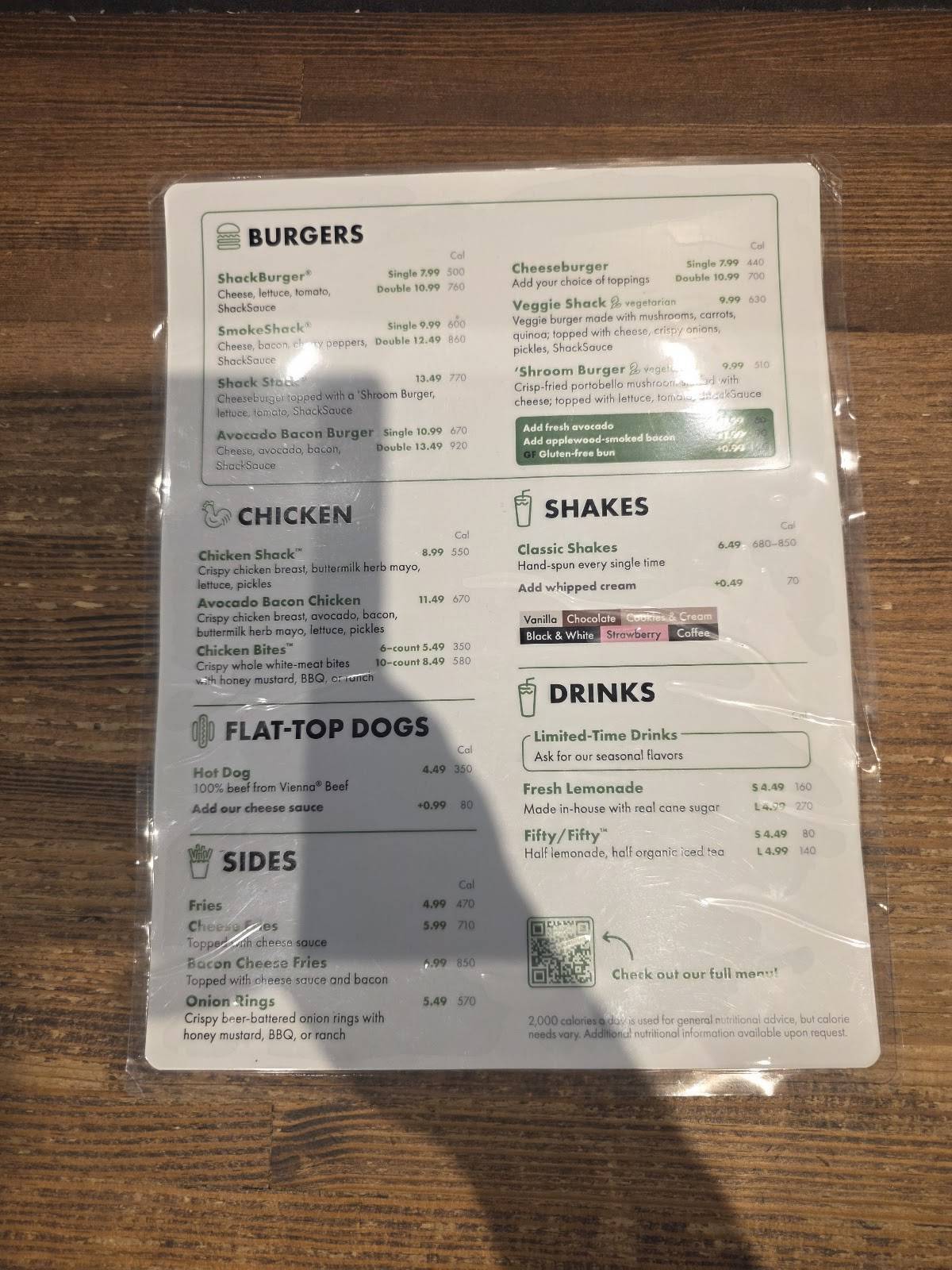 Shake Shack меню