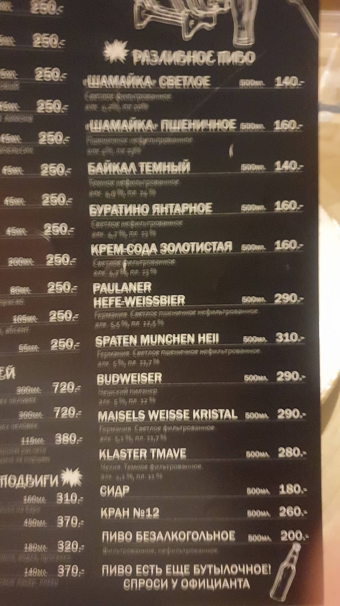 Шамайка меню